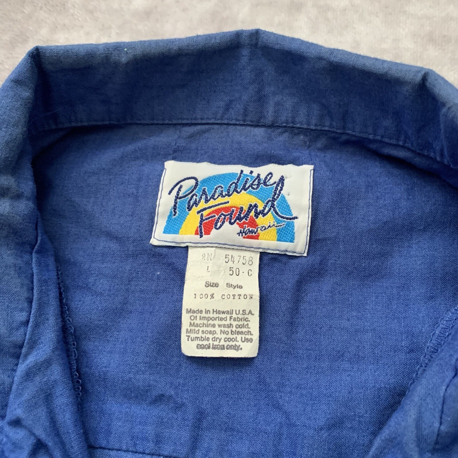 Vintage 90s Paradise Found Hawaiian Shirt Size L Parrot Macaw Bird Tropical Palm