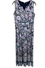 Talbots Women's Maxi Dress 6P Sleeveless Floral Stripe Paisley Mixed Sundress