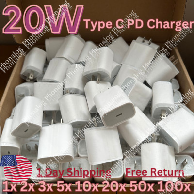 Lot 20W PD Fast Charger USB C Power Adapter Block For iPhone 14 13 12 15 16 XR 8