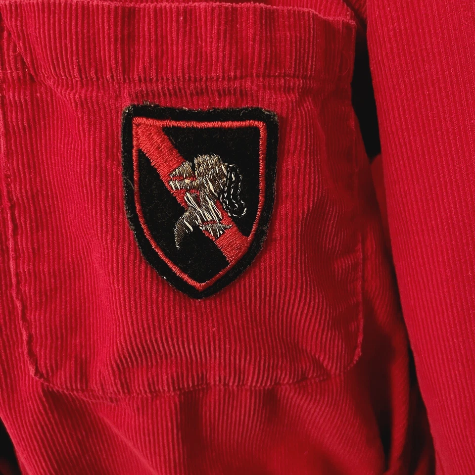 Vintage Sears Roebuck Corduroy Robe Mens Medium Snap Belted Red Cotton USA - Image 3 of 4