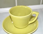 Vintage 1950’s BAUER California Pottery yellow green Cup & Saucer