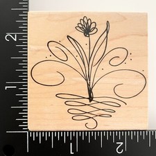 Hero Arts Flourish Bud Swirl Flower Plant F4336 Wood Mounted Rubber Stamp
