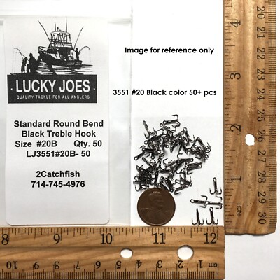 98 - 101 Black size #20 small standard round bend Treble Hooks Bait powerbait