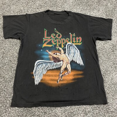 Vintage Led Zeppelin Swan Song Logo Robert Plant Double Sided