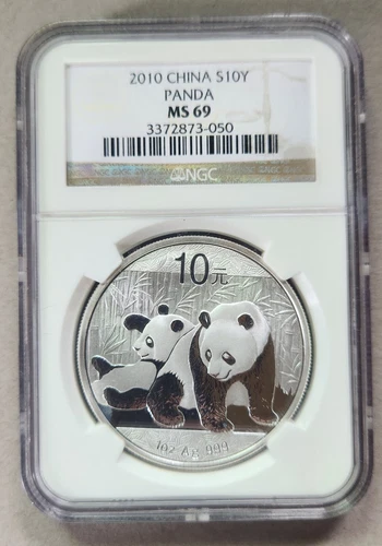 2010 China 1 oz .999 Silver Panda 10Y NGC MS 69