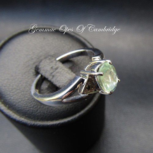 9k 9ct Gold Ring White Gold Phrenite & Topaz Size N 3.1g Hallmarked - Picture 3 of 10