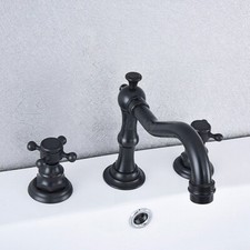 Oil Rubbed Bronze Widespread Bathroom Sink Faucet 2 Handles 3 Hole Mixer Tap