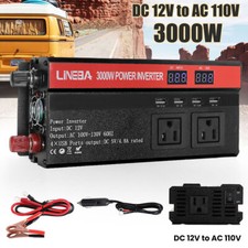 Convertidor 3000W De DC 12V A 110V AC Para Carro Auto Inversor Corriente Con USB