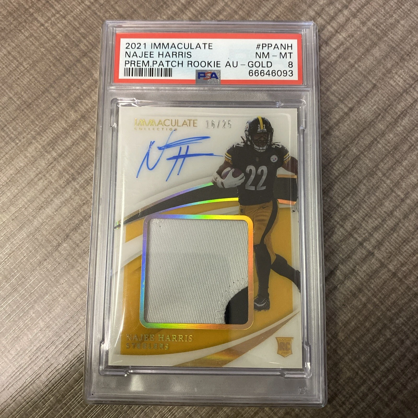 Najee Harris Panini Immaculate Collection Premium Patch Rookie Autographs #PPANH Gold