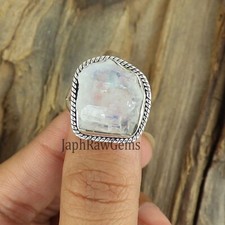 Natural Rainbow Moonstone 925 Sterling Silver Bohemian Ring Jewelry Wedding Ring