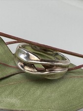 Vintage Sterling 925 Solid Silver Ribbed Band Design Ring Size 6.75