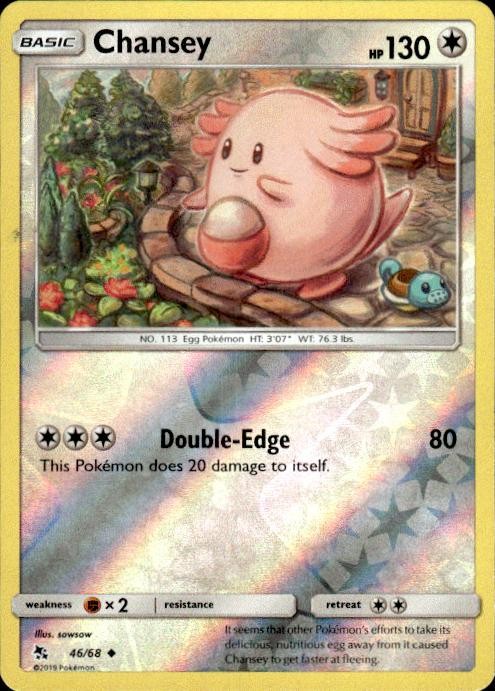 Pokemon Reverse Holo Chansey Hidden Fates 46/68 LP