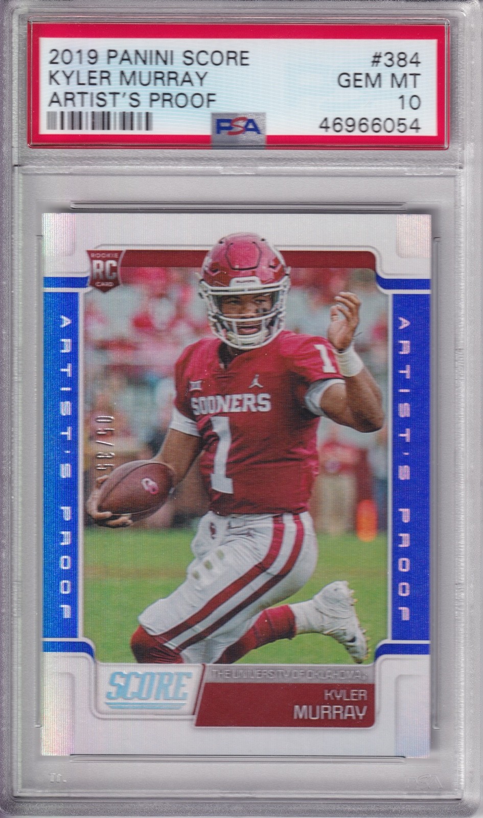 Kyler Murray Panini Score #384 Artists Proof