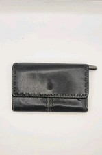 Fossil Trifold Leather Wallet with Clasp Cover - Black