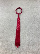 Vintage John Blair Tie Men Red Geometric Post Horn Print USA Made Preppy Formal