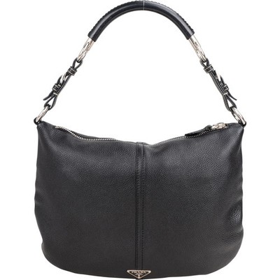 Prada Black Leather Triangle Handbag Tasche