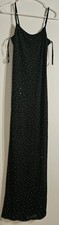 Forever 21 F21 Juniors Black Sparkle Maxi Bodycon Slip Dress Y2K Rhinestone MED