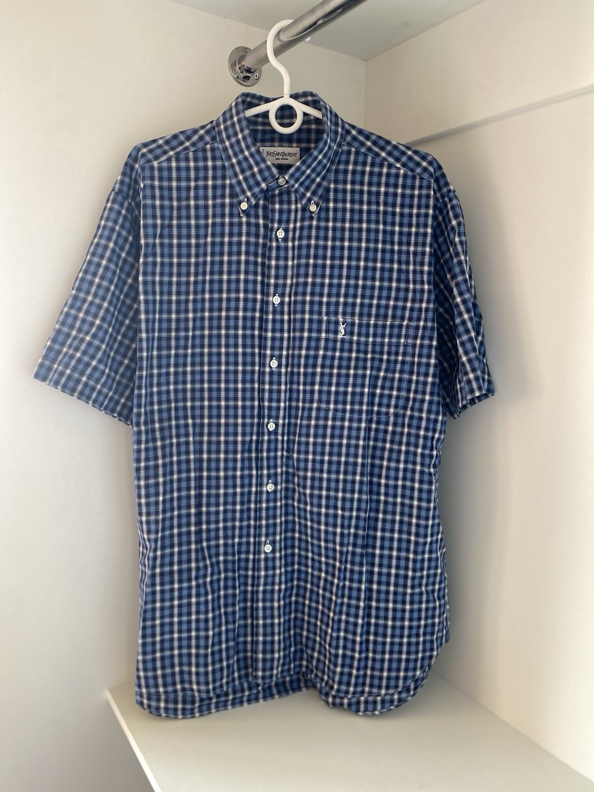 Yves Saint Laurent pour homme cotone blu taglia 42 circa XLL XL