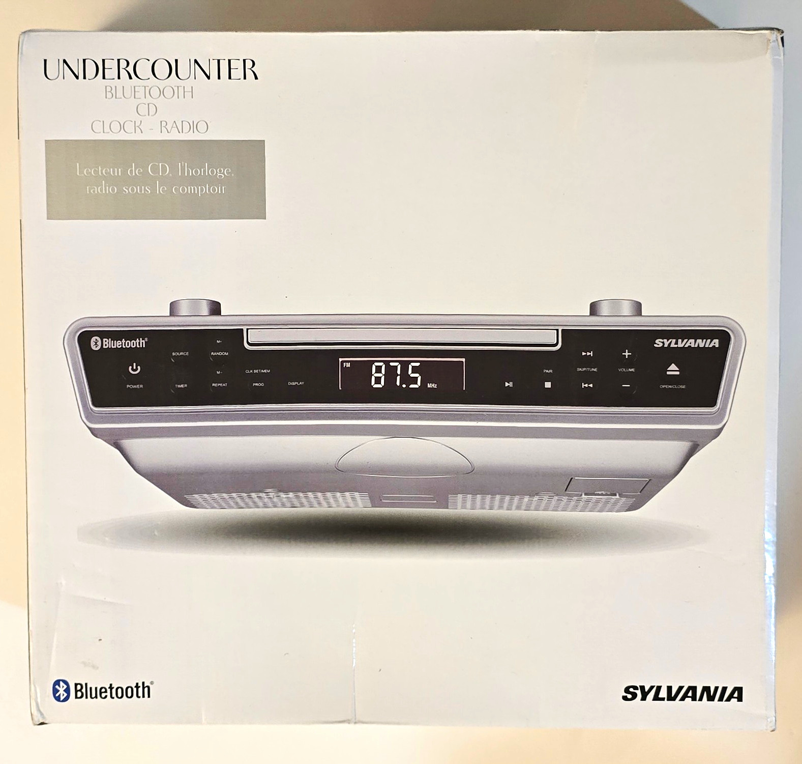 SYLVANIA Bluetooth Undercounter CD Clock Radio FM Remote SKCR2713-CS10