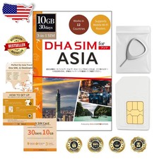 Asia Travel SIM 10GB Data 30 Days 12 Countries Japan Korea Singapore Tethering