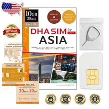 Asia Travel SIM 10GB Data 30 Days 12 Countries Japan Korea Singapore Tethering