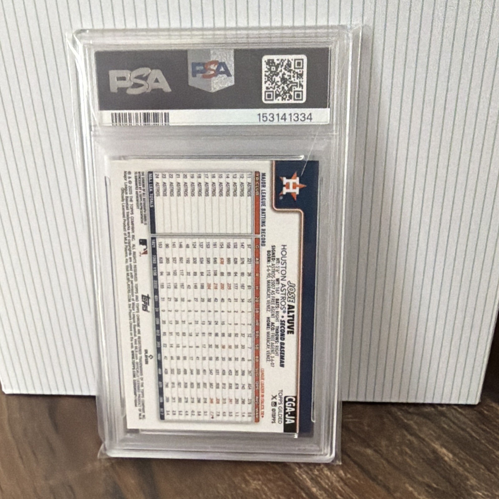 2025 Topps Gilded Collection Jose Altuve #CGA-JA Orange Refractor /25 PSA 9 view 2