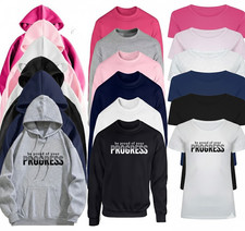 Women Your Progress T-Shirt Hoodie Sweatshirt Pullover Top Sizes S-XXL