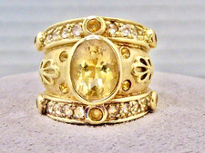 DESIGNER GMZ STERLING SILVER GOLD VERMEIL  YELLOW CITRINE CZ BAND RING SIZE 5.5