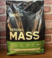 Optimum Nutrition Serious Mass Gainer Protein Powder Vanilla 12lb Exp 03/27/2026