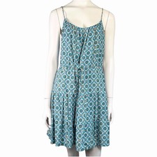 Alice + Olivia Cheyla Blue Geo Medallion Print Mini Dress Drawstring Waist M