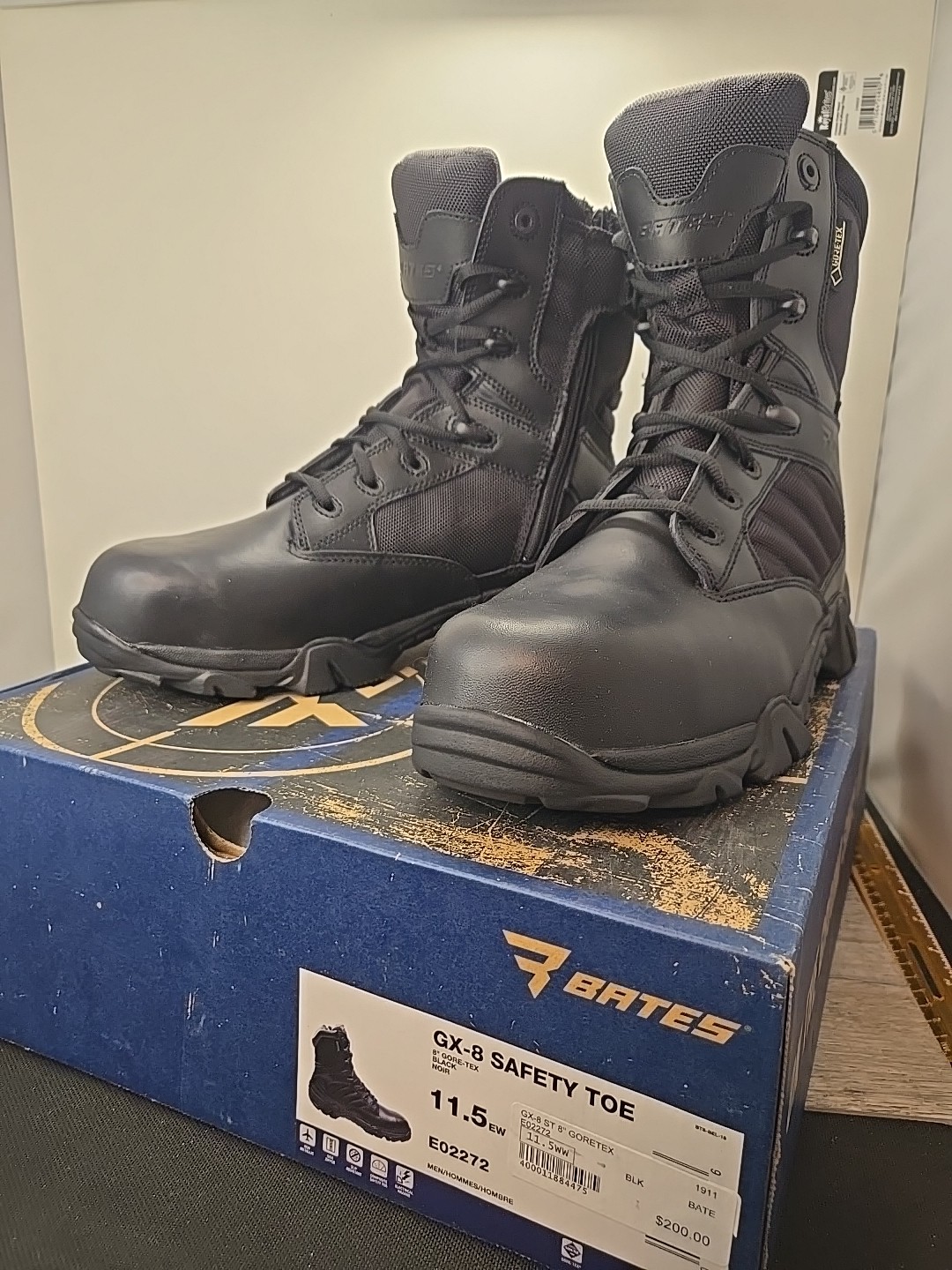 Bates GX-8 Gore Tex Side Zip Leather Tactical Boots, Black S