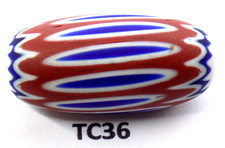 Awesome Long Oval Antique Venetian Chevron Trade Bead African TC36 Bg 67
