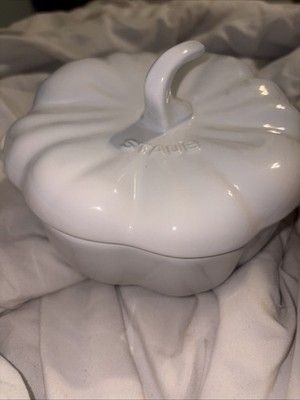 Staub Ceramic White Pumpkin Cocotte 5.7'' .75 QT