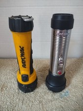 Two vintage flashlights,Rayovac AA, Tiger World 2D made in USA.