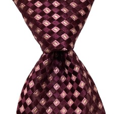 IKE BEHAR Men's 100 Silk Necktie 59 1/4" USA Designer Geometric Purple/Pink GUC