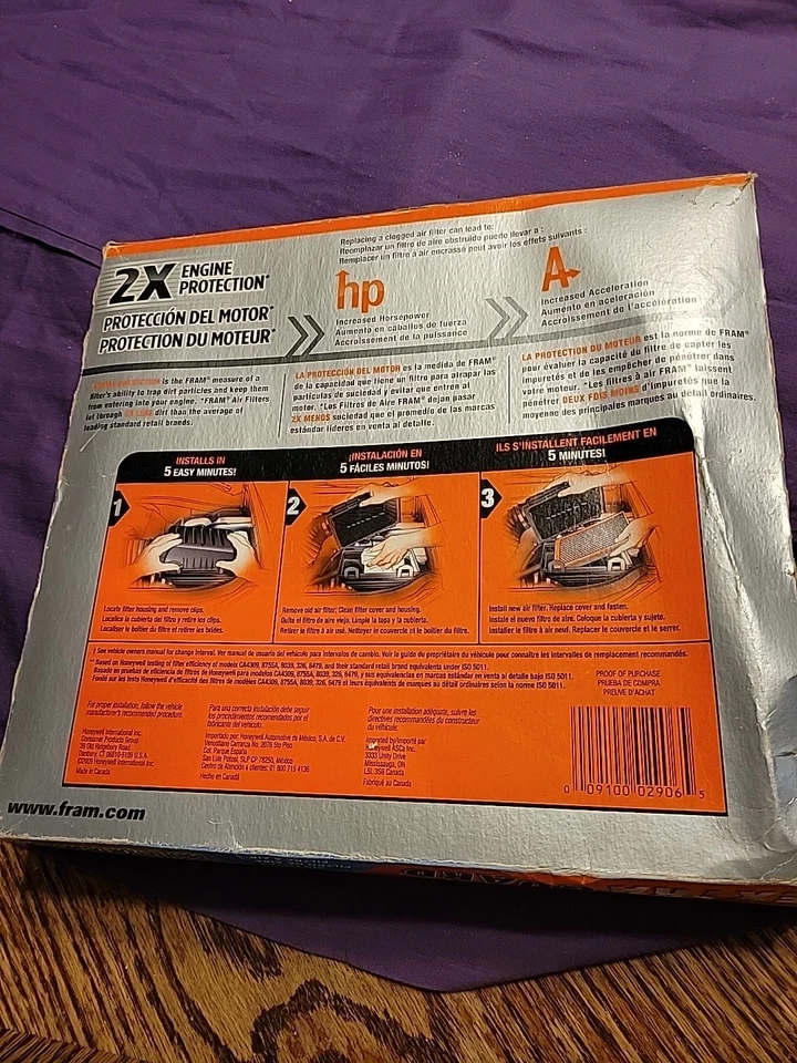 Fram Extra Guard Air Fliter CA9054 Novo Estoque Antigo Interior Plástico Nunca Aberto - Imagem 3 de 4