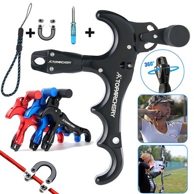 Auslösehilfe 4 Finger Release Aids 360° Metall Bogenschießen Compoundbogen Jagd
