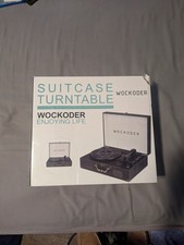Wockoder Briefcase Turntable Record Player Brand new Tested Blue