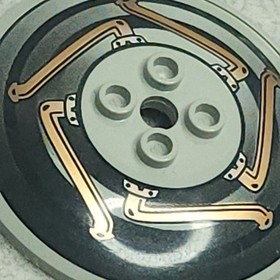 LEGO 44375apx1 Dish 6x6 Inverted Radar Hollow Copper Black Pattern Light Gray x1