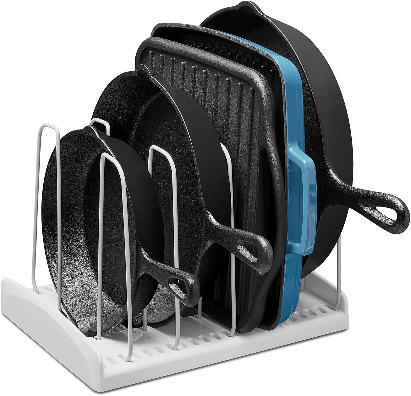 Youcopia Storemore Cookware Rack with Tall Steel Wires, Adjustable Pan and Lid O