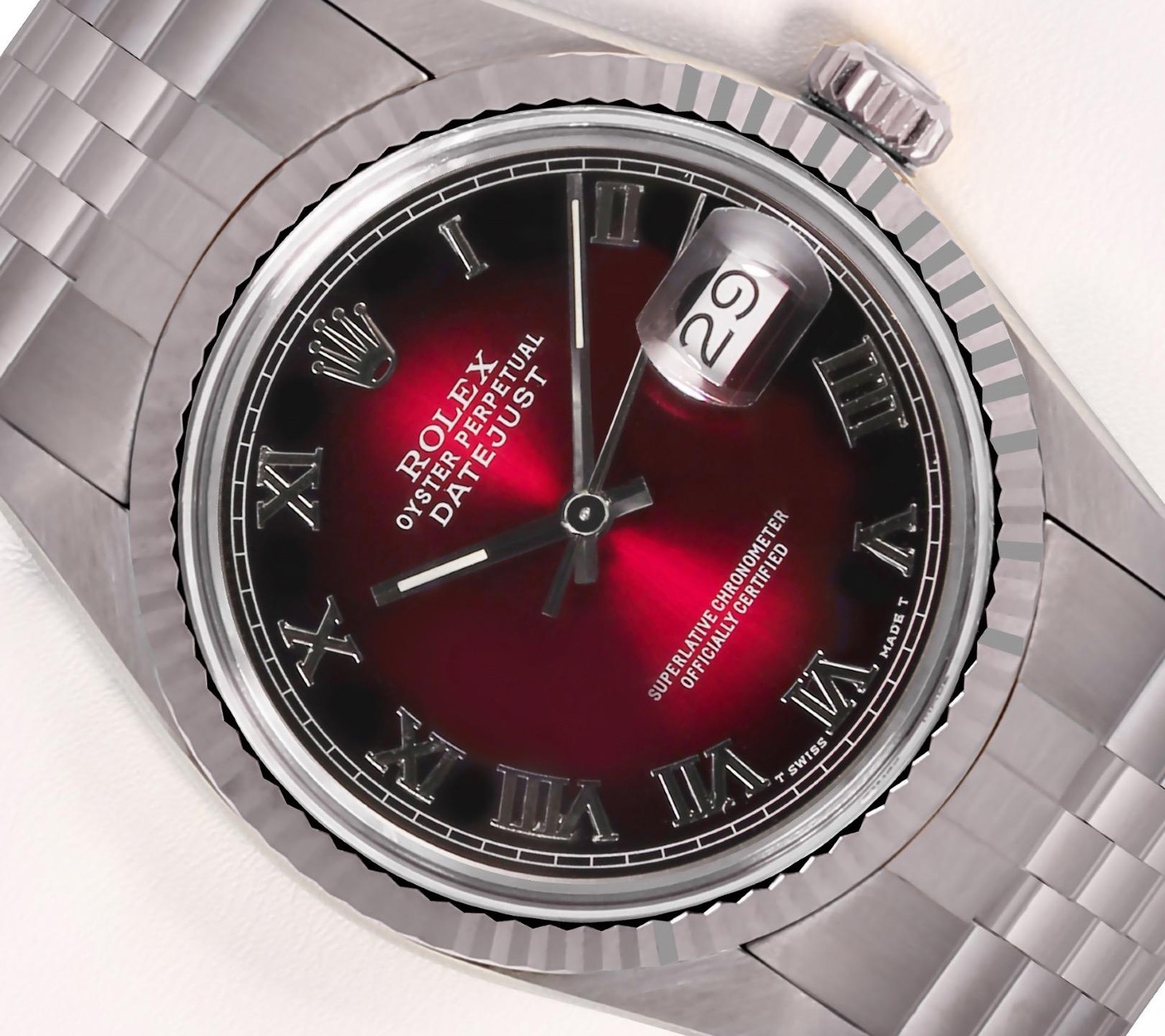 Rolex Datejust Stainless Steel Jubilee Red