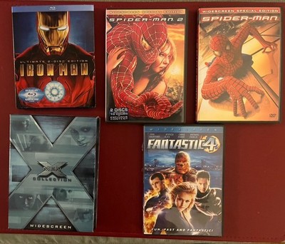 Marvel Movie DVD Lot: Spider-Man 1 & 2, X-Men 1 & 2, Iron Man 1, Fantastic 4 1