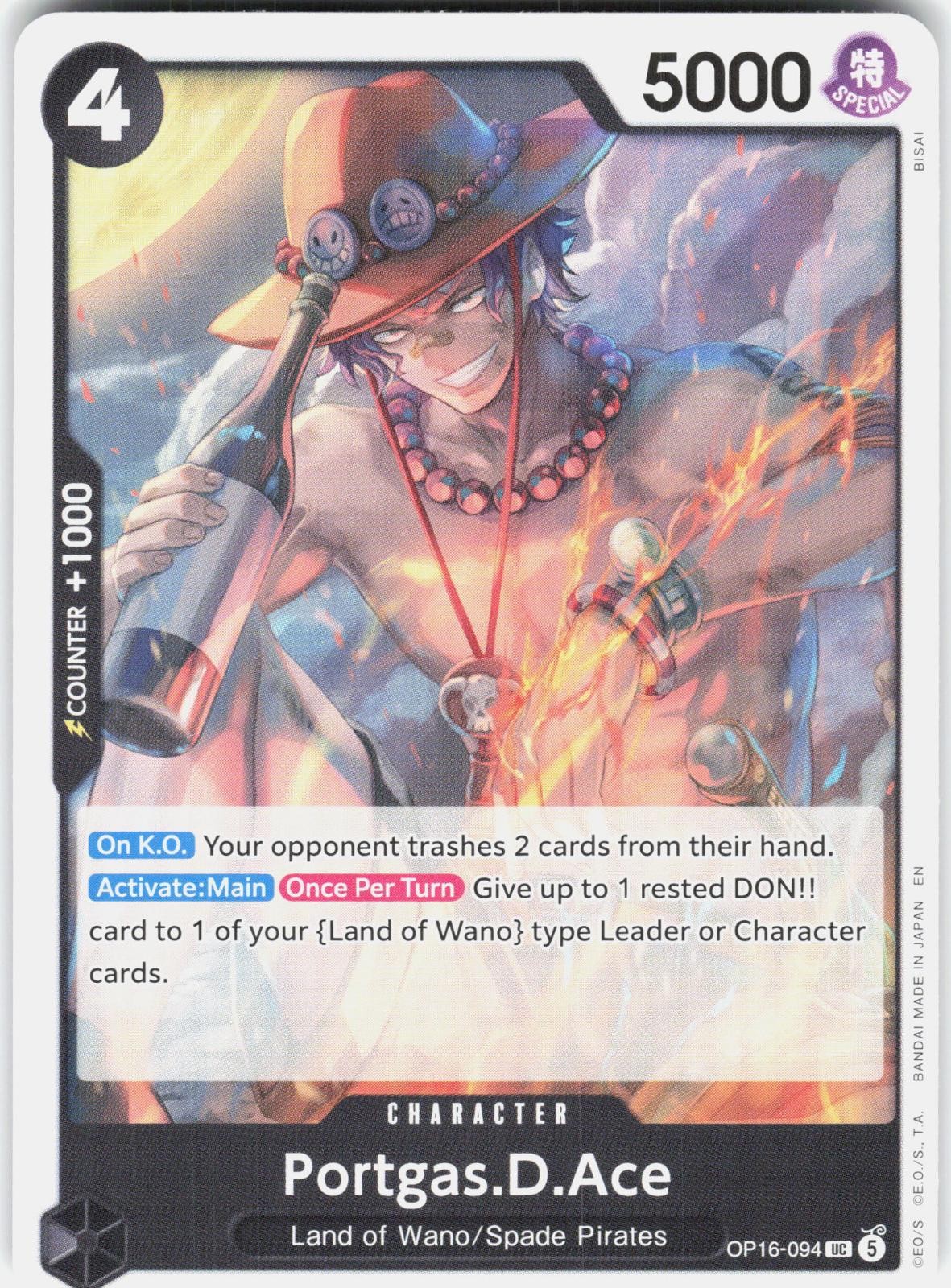 ONE PIECE PORTGAS.D.ACE (094) OP16-094 THE TIME OF BATTLE NM/M