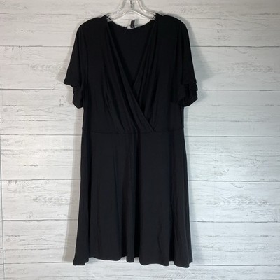 Hawthorn 41 Elisse Jersey Knit Wrap Dress Short Sleeve Black Size 2X | eBay