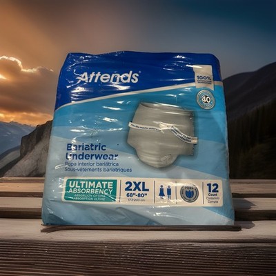 1 pack NEW 12 Attends Disposable Bariatric Underwear Incontinence Aids 2XL