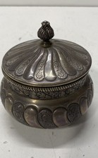Tane Mexico Sterling Silver Lidded Bowl Vermeil Interior Repousse Ornate Vintage