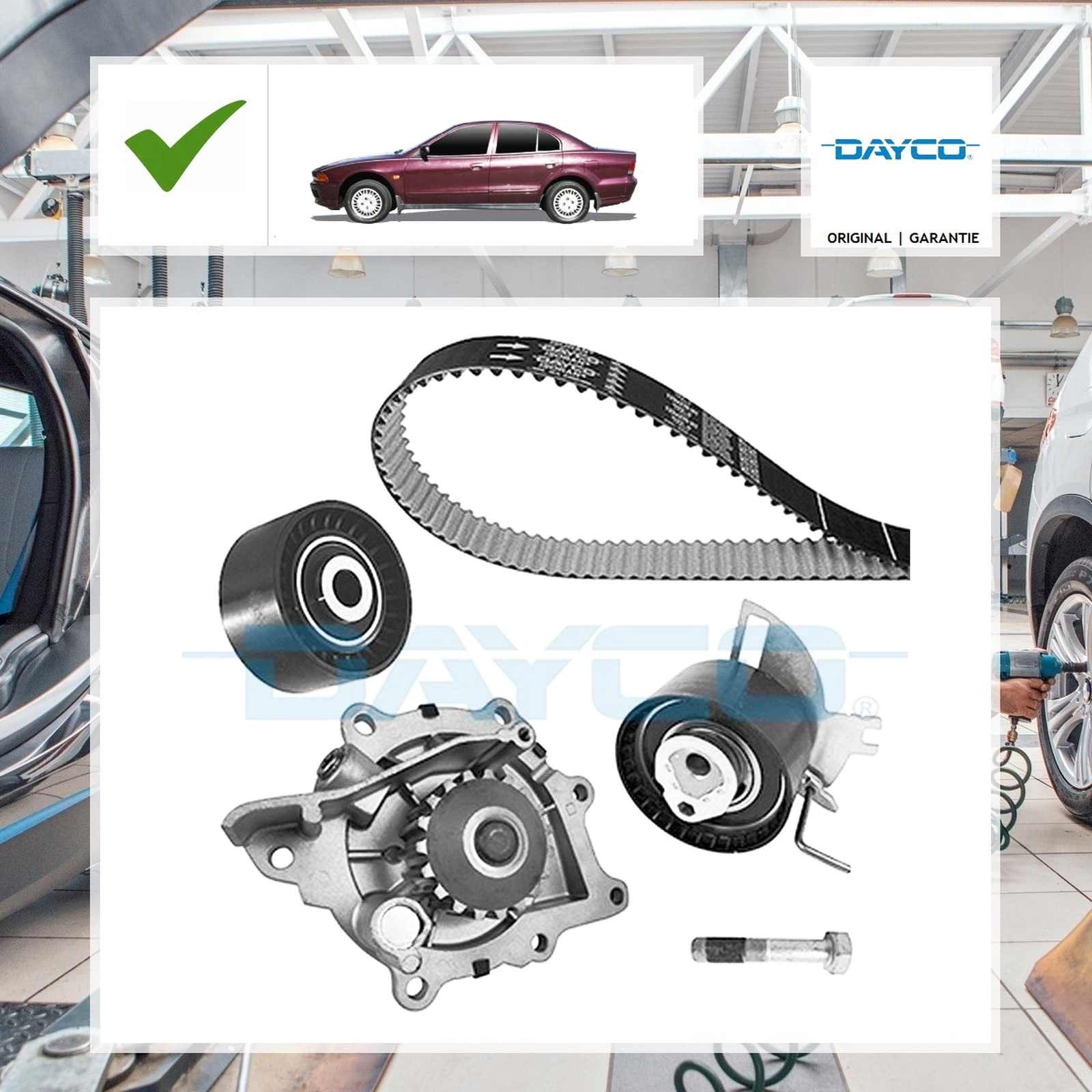 Wasserpumpe + Zahnriemensatz Dayco KTBWP9950 für Citroën