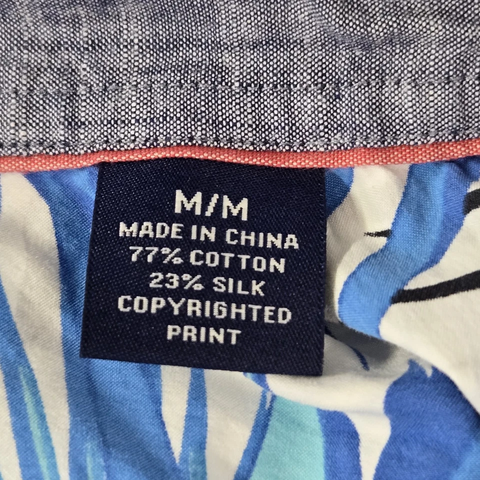 Tommy Bahama Men Button Up Shirt M Blue Cotton Silk Floral Hawaiian Long Sleeve - Image 3 of 4