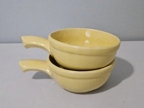 Vintage Heinz Soup Bowls With Handle Rare Mustard Color