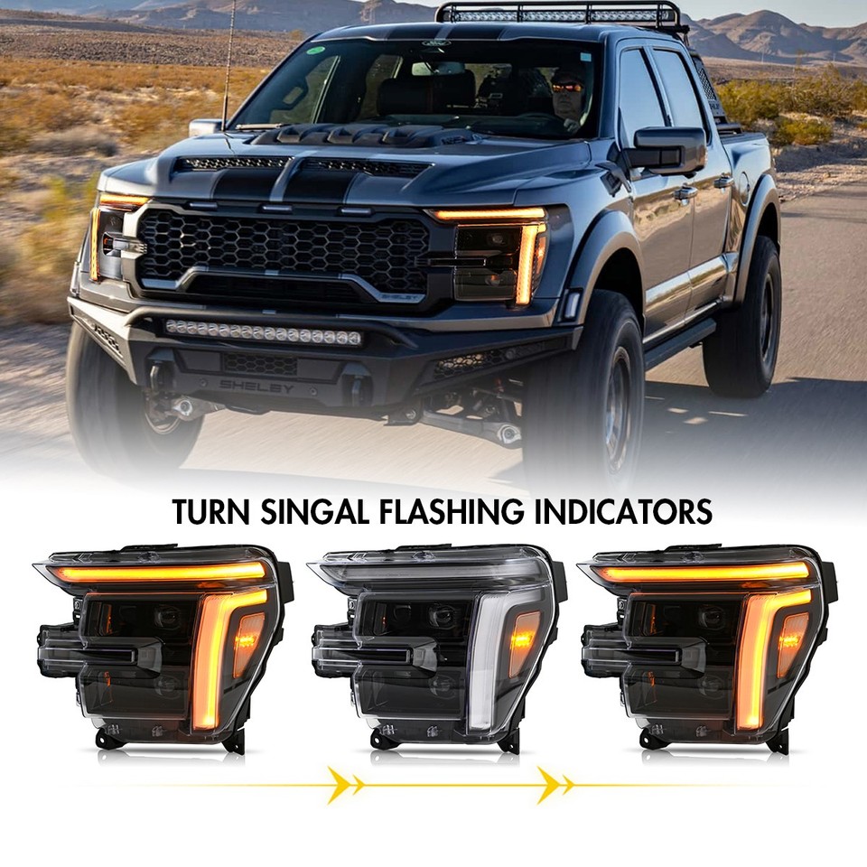 LED Headlights For Ford F150 2024-2026 White DRL Sequential Signal ...